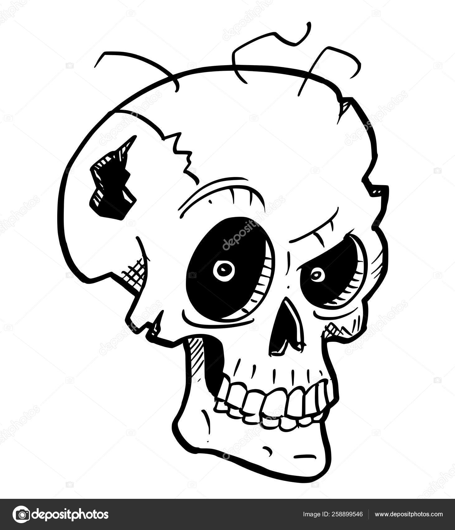 Desenhos animados ilustração ou desenho de louco Halloween crânio imagem  vetorial de ursus@zdeneksasek.com© 258899546
